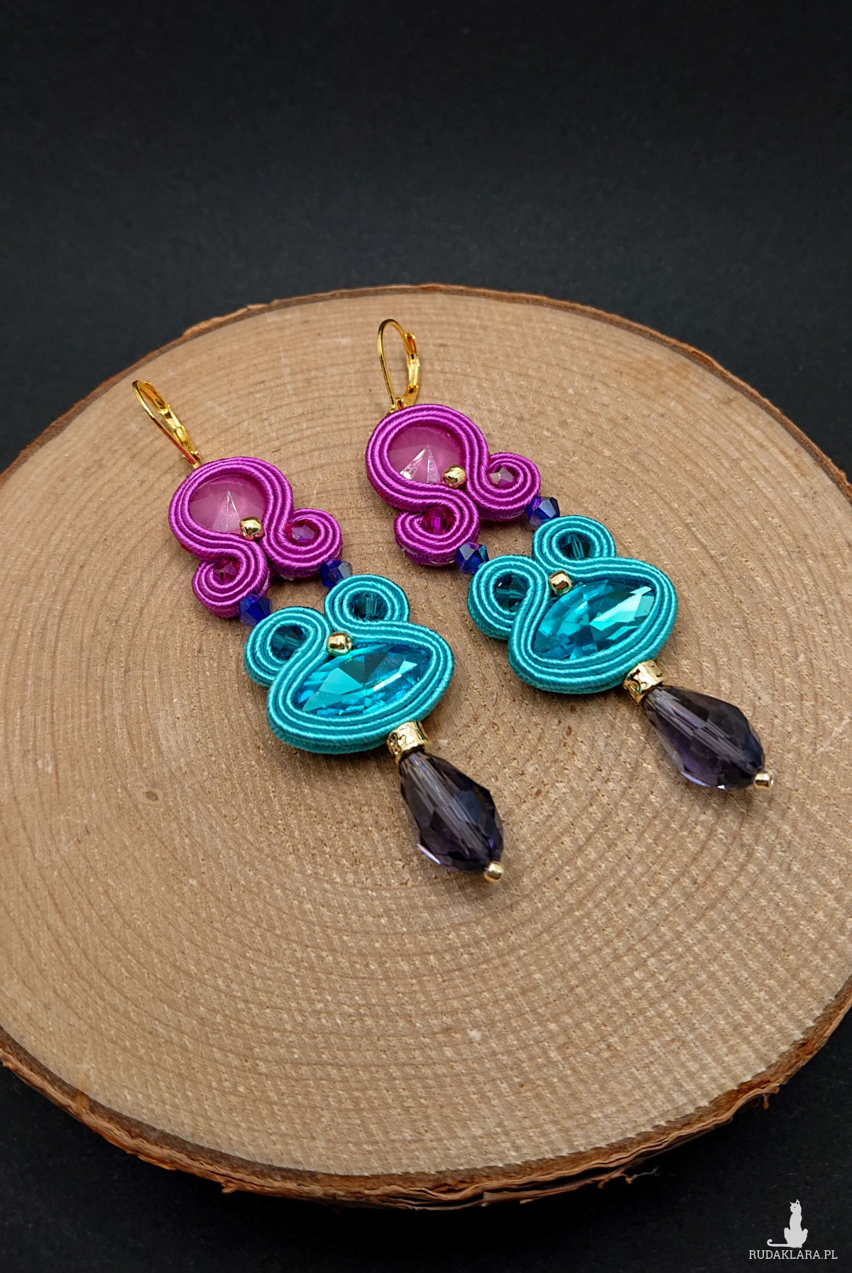 KOLOROWE KOLCZYKI SUTASZ Z KRYSZTAŁKAMI 1